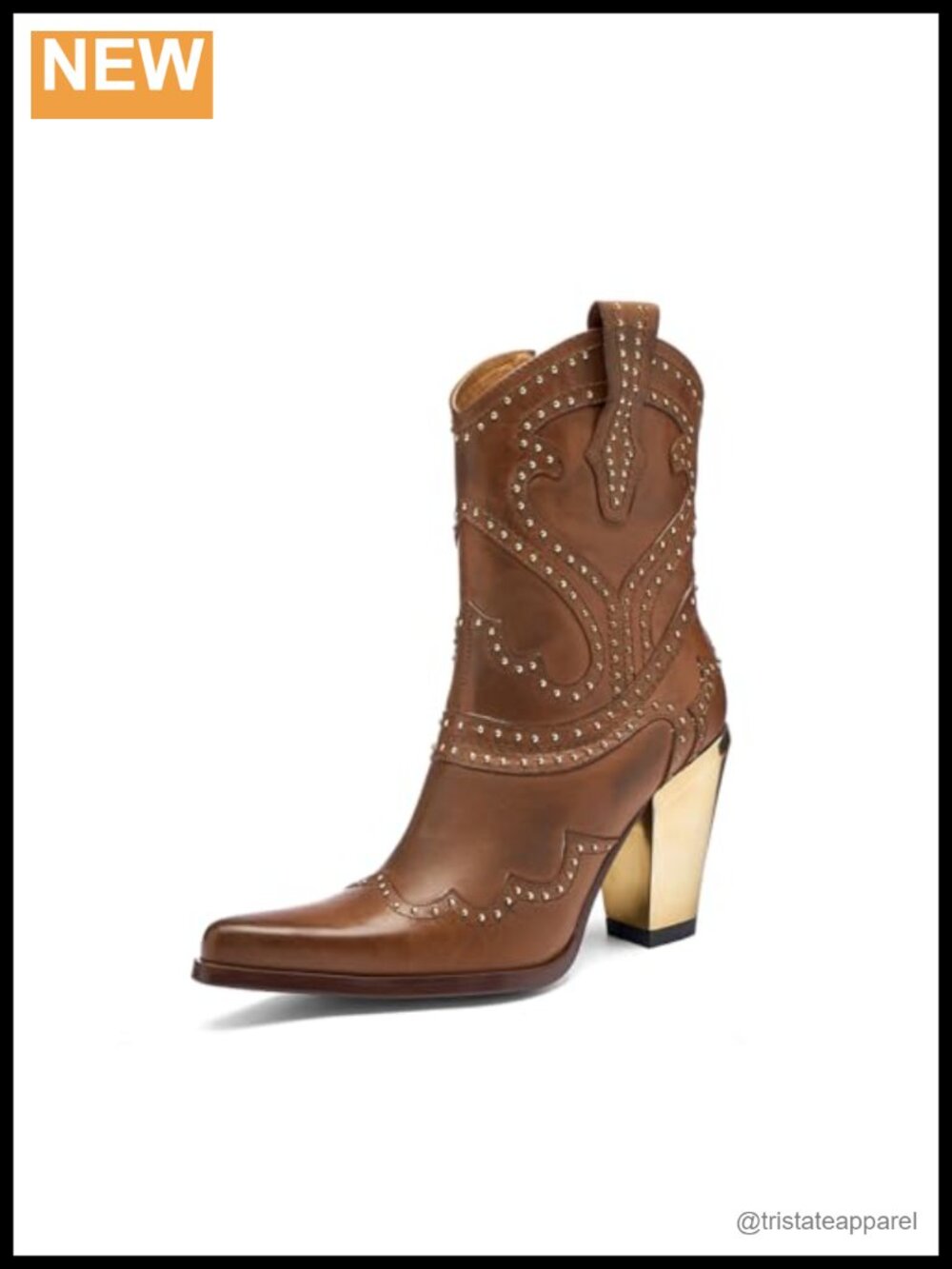 Women's Cowboy Boots with Chunky Heel - Pointed Toe Western Ankle Booties